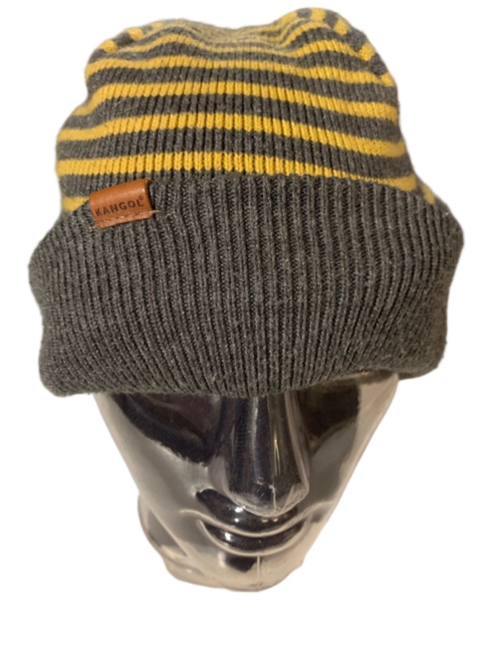 Men's Kangol Gray & Yellow Striped Beanie One Size